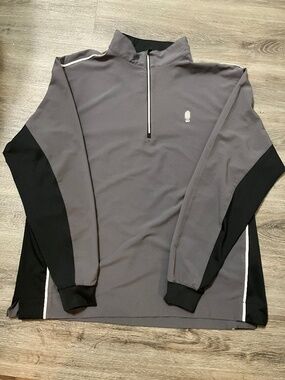FootJoy FJ Men's XL Golf Pullover Gray Black 1/4 Zip Long Sleeve Performance